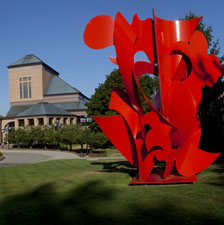 Red metal north campus sculpture
